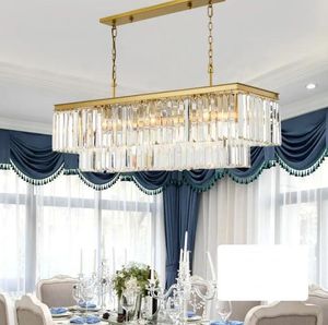 Chandeliers Square RH Modern Glass Crystal Chandelier LightS Golden Hanging Chain Rectangle LED Chandelier Light Pendant Lamp For Dinning Room