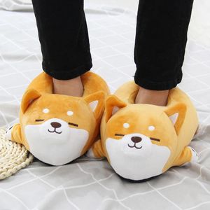 Flops Man Women Funny Slipper 2021 Soft Cute Shiba Inu Dog Kaptaki zwierzęce pupy pary domowe kapcie pluszowe bawełniane buty domowe