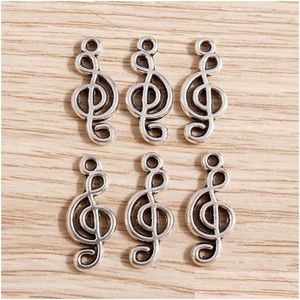 Takılar 40pcs 8x19mm sevimli alaşım müzik notu mücevher yapmak için DIY küpe kolyeleri kolyeler el yapımı anahtarlık el sanatları malzemeleri damla dhop9