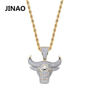 Jinao Fashion Cubic Zircone ghiacciato Collana a catena ghiacciata Bull Demone King King Pendant Hip Hop Jewelry Dichiarazione Collana Gift Bling Bling per Man J291D