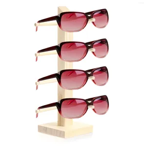 Decorative Plates Sunglasses Stand Wooden Sun Glasses Display Rack Four-Layer Eyeglasses Holder Organizer
