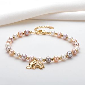 Charm Bracelets Lnngy 14K Gold Filled Bracelet 4.5-6.5mm Natural Freshwater Oval Pearl Lovely Elephant Charm Bracelet Women Jewelry Drop 231222