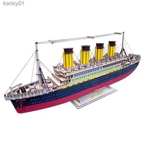 3D Puzzles Model Zestawy budowlane City Titanic Statek Laser Cuting 3D drewniane bloki edukacyjne modelu budowlane hobby dla dzieci YQ231222