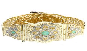 Bälten Sunspicems Gold Silver Color Marocko Caftan Belt för kvinnor Metallkedja Justerbar längd Mint Green Stone Arab Mave7363836