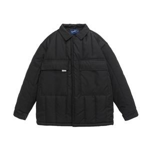 Winter loose solid color jacket, Japanese retro cotton jacket, couple lapel warm cotton jacket