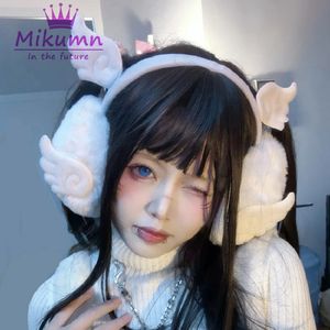 Harajuku y2k anjo branco asas de água de pelúcia de pluxhefs winter para mulheres meninas adorável chique de orelha de proteção ao ar livre tampa de orelha 231222