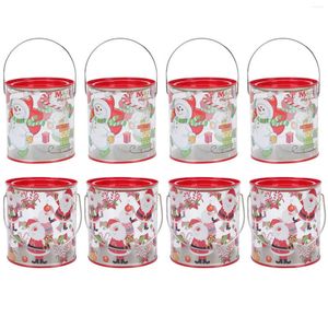 Storage Bottles Food Packing Canister Christmas Treats Bucket Empty Candy Tin Popcorn Box Party Favors Jar Gift Handle Holiday