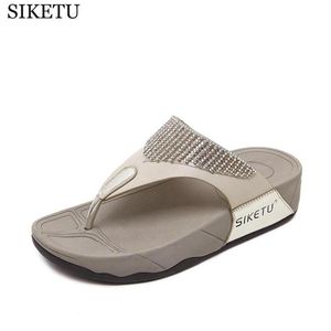 Flops 2019 Summer Woman Buty platforma Kapcie kąpielowe klinowe plażowe klapki klapki wysokie pięty dla kobiet dhinestones damskie buty K170