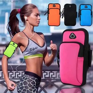 Utomhusväskor Svettsäker Oxford Sport Fitness Running Phone Arms Bag Armband Telefonfodral Holder Bag Gym Band med hörlurar Holel231222