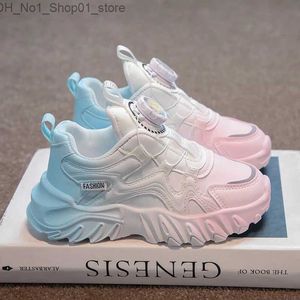 Athletic Outdoor Children Shoes Girls Sneakers Fashion Gradient Leather Kids Sports Tennis Shoes for Girl White School Platform Sneaker Boy Shoes Q231222