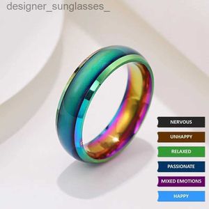 Band Rings 6mm Unisex Changing Color Rings for Women Stainless Steel Mood Feeling Tracker Ring for Men Novelty Jewelry for Gift Party WC039L231222