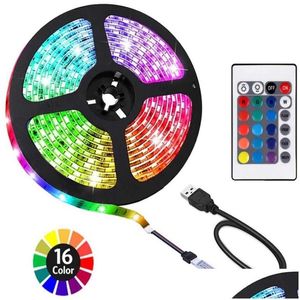 LED tiras TV Backlight 6.56ft Faixa USB Luz RGB MTI-cor com controlador remoto para laptop Espelho de cozinha Home Drop de Otd26