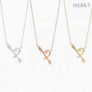 Designer Necklaces 925 Silver Fashion Versatile One-arrow Pierced Pendant Necklace Women's Heart-shaped Clavicle Chain and Sweet Jewelry DWDL DWDL