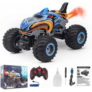 Samochód elektryczny/RC 2,4 GHz Zdalne sterowanie samochodami Monster Truck RC Electric Sunt Cars z lekkim dźwiękowym zabawkami w sprayu dla dzieci Święta Bożego Narodzenia 231222