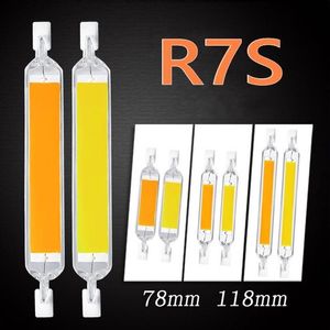 Żarówki LED R7S 78 mm 15W 20W Wysokie mocne światło reflektorów 118 mm 30W 40W 50 W 110V 220 V Cob Lampa Lampa Szklana Rurka Wymień Light265D