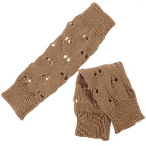 膝パッドコールド保護ハーフフィンガーアームスリーブ女性のかぎ針編みのフックヤーンレディースの屋外用の手袋