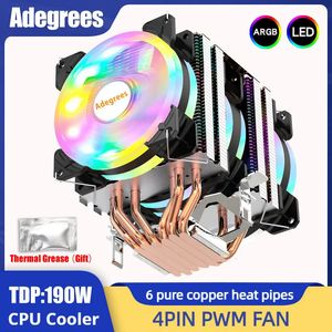 CPU Cooler 6 Heatpipes Argb 4Pin PWM Processor Cooling Fan för Intel LGA 1151 1156 1200 1700 2011 x99 AM3 AM4 Silent PC Radiator 231221