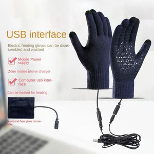 USB -erhitzten Handschuh für Frauen Männer Faust Handwärmer Winter Warmwärme wieder aufladbar waschbares Stricken Touchscreen im Freien im Freien 231221