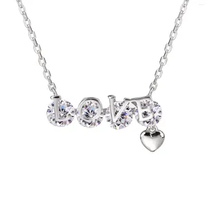 Подвесные ожерелья 925 Серебряная серебряная роза Золотая любовь Сердце Сердечное ожерелье для женщин 45 см. Свадебные украшения для сети.