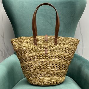 10A TOP quality designer bag tote bag 48cm Grass woven handbag lady the large capacity bag With box Y086