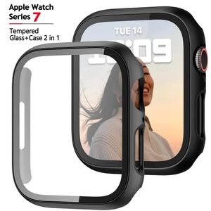 Cases Cover For Apple Watch 8 7 Case 49mm 45mm 41mm Accessories PC Screen Protector Bumper Protect Shell For Apple Watch iWatch Ultra Se