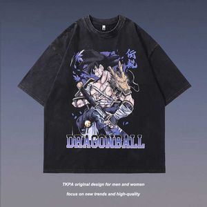 メンズTシャツTKPAストリートチャイナチック漫画キャラクタープリント半袖Tシャツ男性と女性のヒップホップカップルハーフティーVSR