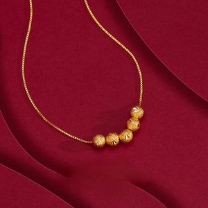 Chokers Pure 24k Gold Kolor Mroźne Lucky Kulki Naszyjki dla kobiet dziewczyny złote łańcuchy chocker ślubne Prezenty biżuterii nie zanikają 231222