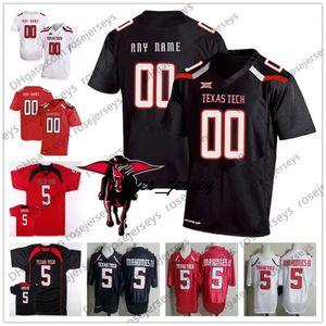 Jam Custom Texas Tech TTU 2019 Колледж Футбол Любое название Черно -красное белое 10 Алан Боуман Махомес Мэйфилд Уэлкер Мужчина Молодец Джерси