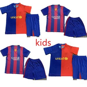 Retro Kids Barcelona piłkarski koszulki Barca 96 97 08 09 10 11 Xavi Ronaldinho Ronaldo Rivaldo Guardiola Iniesta Final