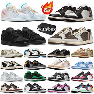 Free shipping with box 1 low basketball shoes men women 1s reverse mocha sneakers olive Black Phantom Shadow Brown mens womens outdoor sports trainers