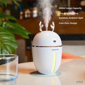 Humidifiers 450ML Air Humidifier USB Aroma Essential Oil Diffuser For Home Office Aromatherapy Humidificador Difusor With nightLight Lamp