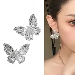 Stud Earrings Piercing Women Push Back Vintage Insect Butterfly Fashion Stainless Steel