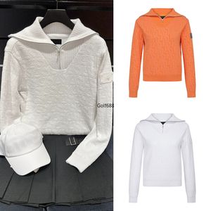 Korean St Golf Kobiet Kobiet i zimowe lapy moda elegancka dzianina pół zamka błyskawicznego wiatwia Sweter z długim rękawem