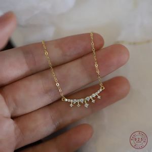 Chokers 925 Sterling Silver 14k Placting Crystal Crown Creld Clavicle Chain Colar Colar Women Fashion Classic Jewelry Acessórios 231222