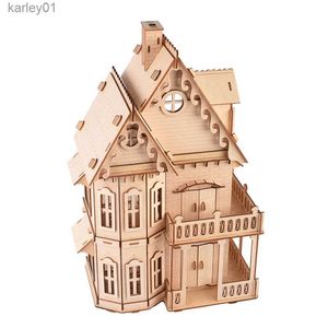 3D Puzzles 3D Wooden Villa Puzzle Toy Learning Educational Crafts Jigs Assembly Model Toys Gift for Children Adults YQ231222