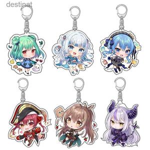 Anéis -chave Anime japonês Hololive Vtuber Keychain de pingente acrílico Cartoon Creature Animals Animais Toys Doll Cut Ster para uma garota joalheria