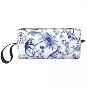 Sacchetti cosmetici giochefulini giocheredri blu e bianchi chinoiseire pattern borse organizzatore da viaggio gradevole toilette in porcellana