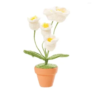 Dekorativa blommor Gröna växt Lily Ornament Simulated Valley Flower Desktop Decor Wool Material 11x5cm Storlek Flera färgvariationer