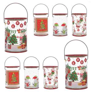 Lagringsflaskor 8 PCS Portable Cylinder Christmas Candy Containers Tinplate Lid Hink Packing Canister Xmas Sealing Gift Practical PVC