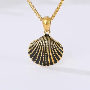 Pendant Necklaces Stainless Steel Metal Jewelry Beach Shell Gold Plated Craft Girls Necklace Fashion Vintage Style Design Collarbone Chain