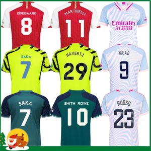 23 24 fãs versão de jogador odegaard havertz arroz smith rowe g.jesus saka camisa de futebol saliba 2023 2024 kits de futebol camise