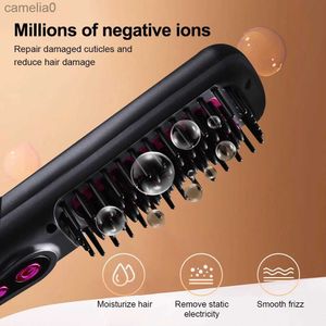 Hair Curlers Straighteners Wireless Professional Hair Straightener Curler Comb Fast Heating Negative Ion Straightening Curling Brush Styling Tools DropshipL23