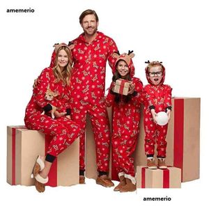 Family Matching Outfits Christmas Father Son Romper Baby Mother Daughter Cotton Clothes Looking Jumpsuit Pajamas 210922 Drop Deliver Dha17