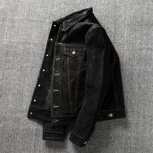 Jackets masculinos Sheepskin Real Leather Amekaji Usar roupas American Casual Fashion Collar Jacket Short Spring e Autumn Cast