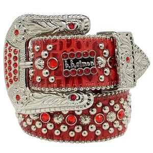 2024 with Red B Buckle Bb Belt Simon Mens Womens Waistband for Birthday Gift Designer Belt Retro Needle Buckle Belts 20 Color Crystal Diamond Missseller