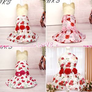 Dog Valentines Day Roupos Adoro seu cachorro vestido de dia dos namorados verão cão princesa saia vermelha TULLE DOG DRESS COM BOWNOT para cães de cães de cães gatos Rose S A898