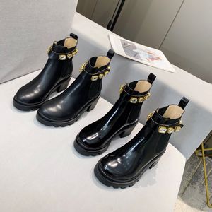 2023 Tasarımcı Yüksek Topuk Ayak Bileği Botları Kadın Deri Botlar Vintage Baskı Jacquard Tekstil Kadın Martin Shoebooties Heelleather Kadın Knight Worksefety Motosiklet