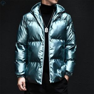 Mens Winter Jacket Hooded Down Cotton Clothing Windproof Warm Men Parkas Thicken Men's Outerwear Fashion Solid Shiny Parka 231221