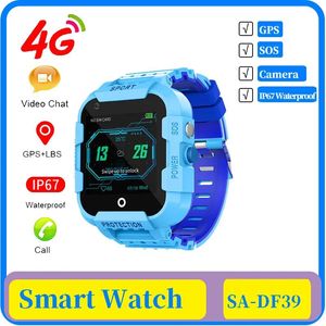 Saatler 25x DF39 4G Kids Akıllı İzle GPS Tracker IP67 Su Geçirmez Video Arama Kamera GPS LBS WiFi Konum 4G Smartwatch Çocuk Hediye Clo