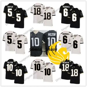 Jam NCAA UCF Knights #18 Shaquem Griffin 11 Breshad Perriman 6 Brandon Marshall 5 Blake Bortles 88 Akins Black White Pensionerad fotbollströja